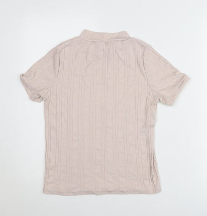 River Island Women’s Beige Mock Neck Knit T-Shirt UK 10