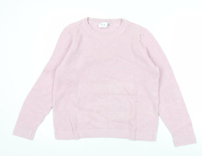 Vila Womens Pink XL Chunky Knit Cotton Pullover Jumper