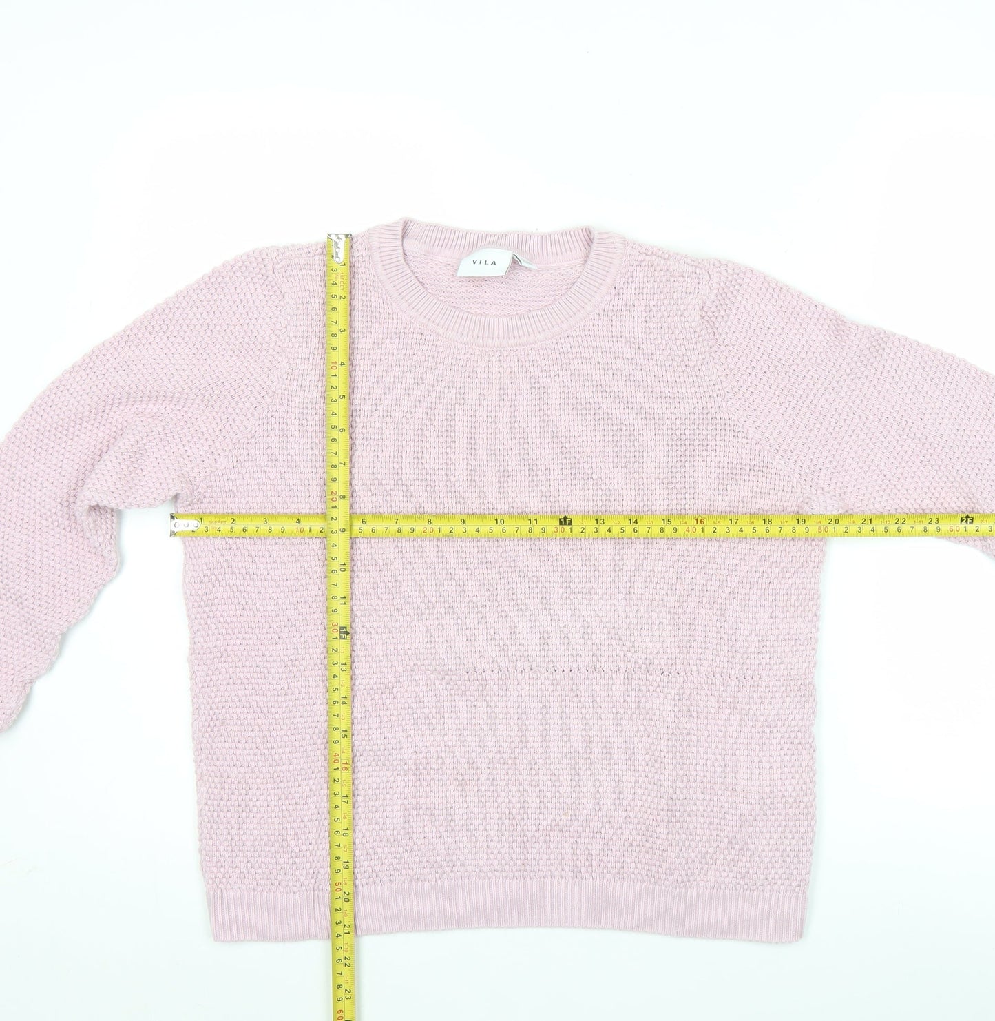 Vila Womens Pink XL Chunky Knit Cotton Pullover Jumper
