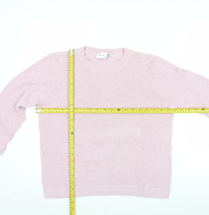 Vila Womens Pink XL Chunky Knit Cotton Pullover Jumper