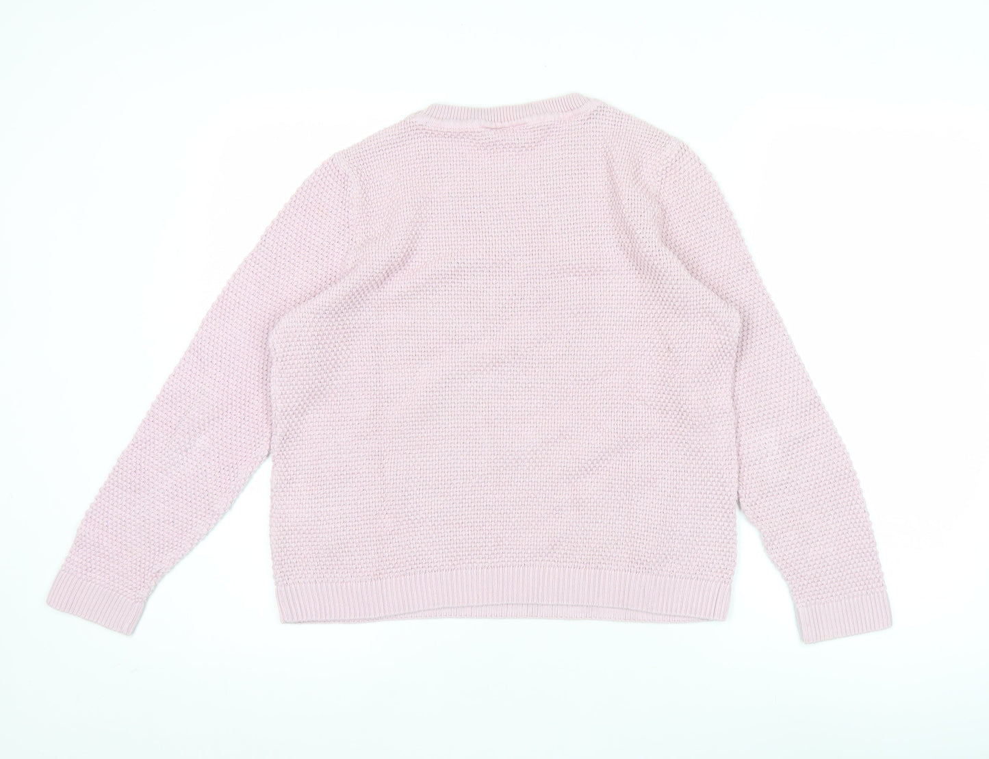 Vila Womens Pink XL Chunky Knit Cotton Pullover Jumper