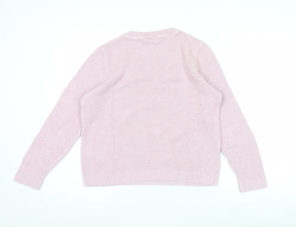 Vila Womens Pink XL Chunky Knit Cotton Pullover Jumper