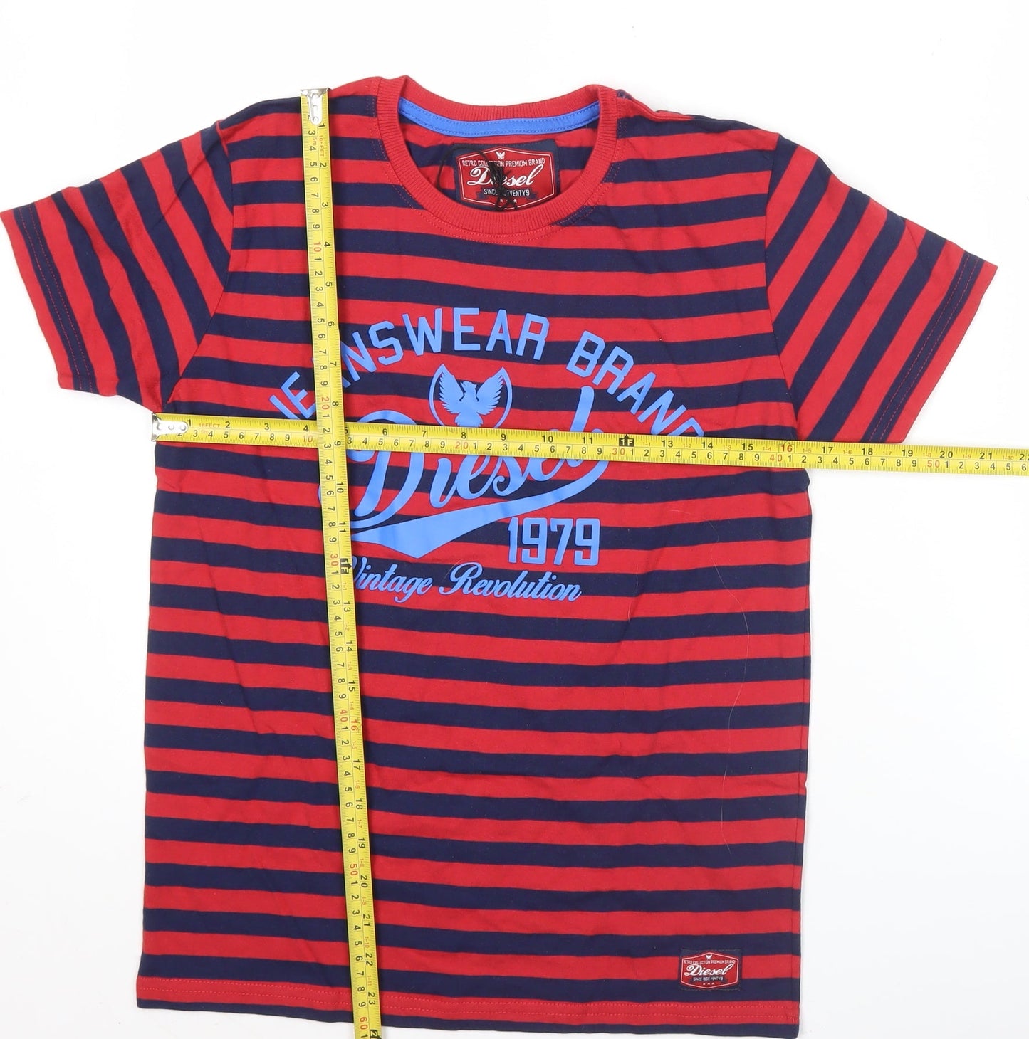 Diesel Boys Red Striped Short Sleeve Cotton T-Shirt Age 13