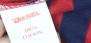 Diesel Boys Red Striped Short Sleeve Cotton T-Shirt Age 13