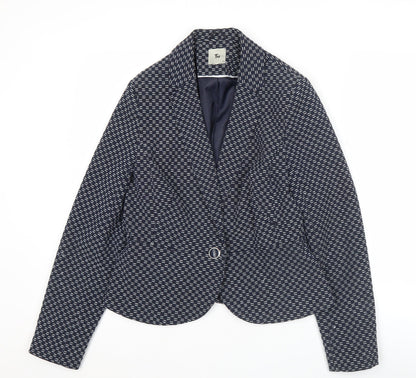 Tu Women’s Blue Size 12 Geometric Blazer Jacket Workwear