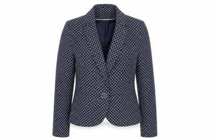 Tu Women’s Blue Size 12 Geometric Blazer Jacket Workwear
