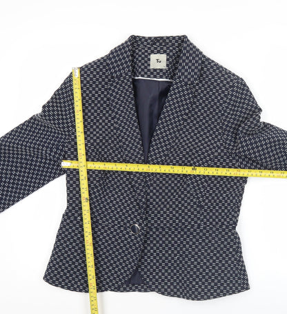 Tu Women’s Blue Size 12 Geometric Blazer Jacket Workwear