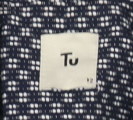 Tu Women’s Blue Size 12 Geometric Blazer Jacket Workwear