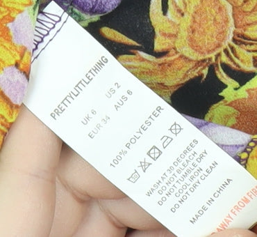 PrettyLittleThing Women’s Multicoloured Floral Wrap Mini Dress UK 6