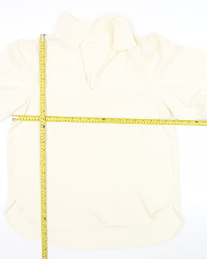 Yaya Women Ivory Blouse Size 14 Puff Sleeve Collared Top