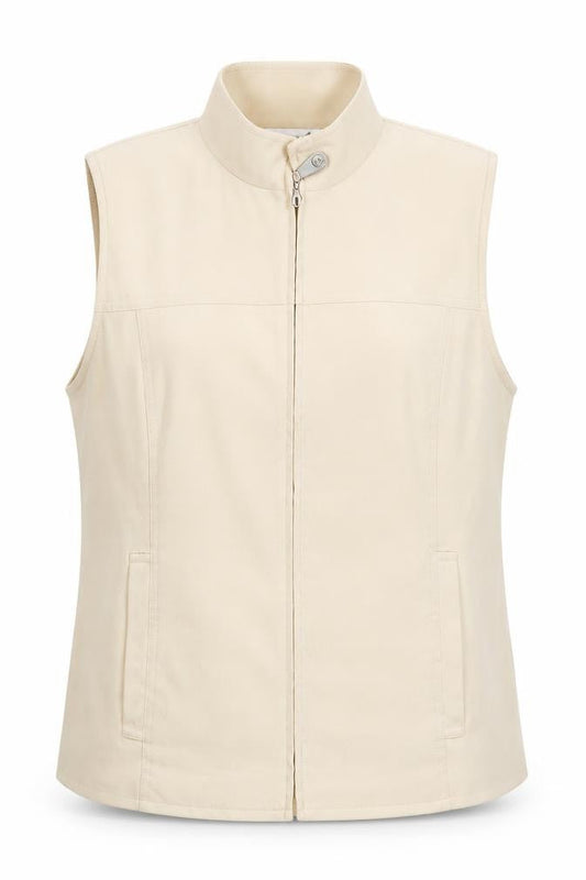 Jumper Womens Beige Waistcoat Size 12 Sleeveless Zip Jacket