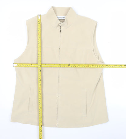 Jumper Womens Beige Waistcoat Size 12 Sleeveless Zip Jacket