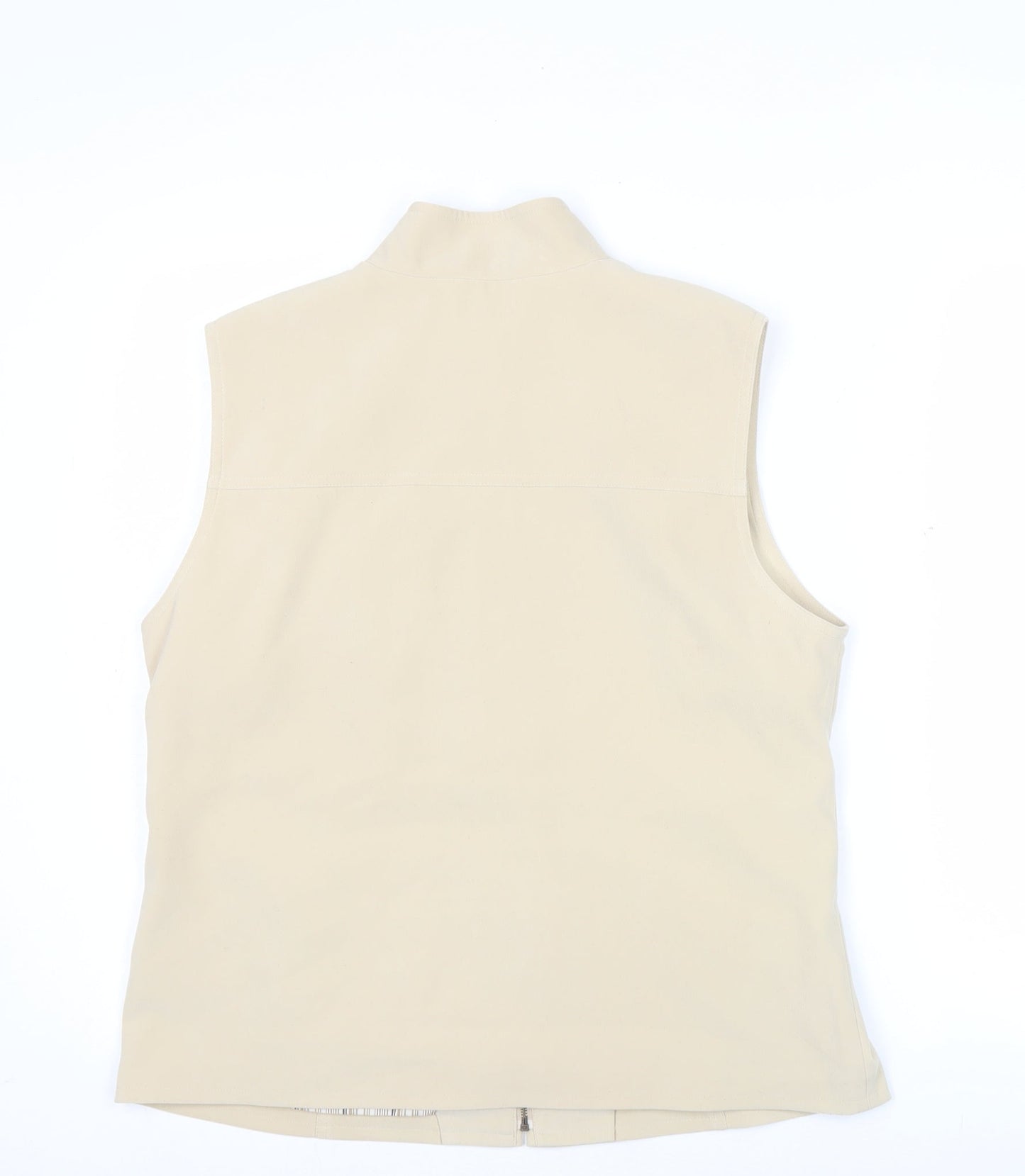 Jumper Womens Beige Waistcoat Size 12 Sleeveless Zip Jacket