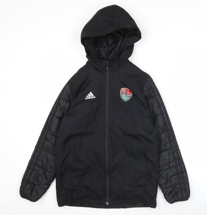 Adidas Boys Black 9-10Y Hooded Puffer Jacket Cork City FC Zip Coat