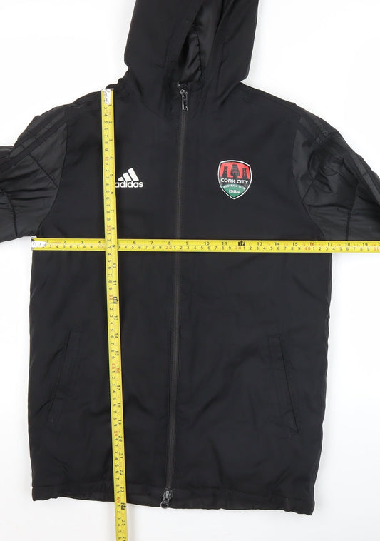 Adidas Boys Black 9-10Y Hooded Puffer Jacket Cork City FC Zip Coat