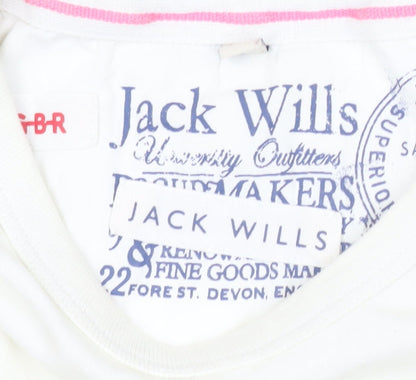 Jack Wills Men’s White Colourblock T-Shirt Size S Retro College Style