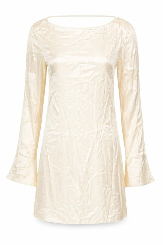 Zara Women Beige Midi Slip Dress Long Sleeve Viscose Stretch L