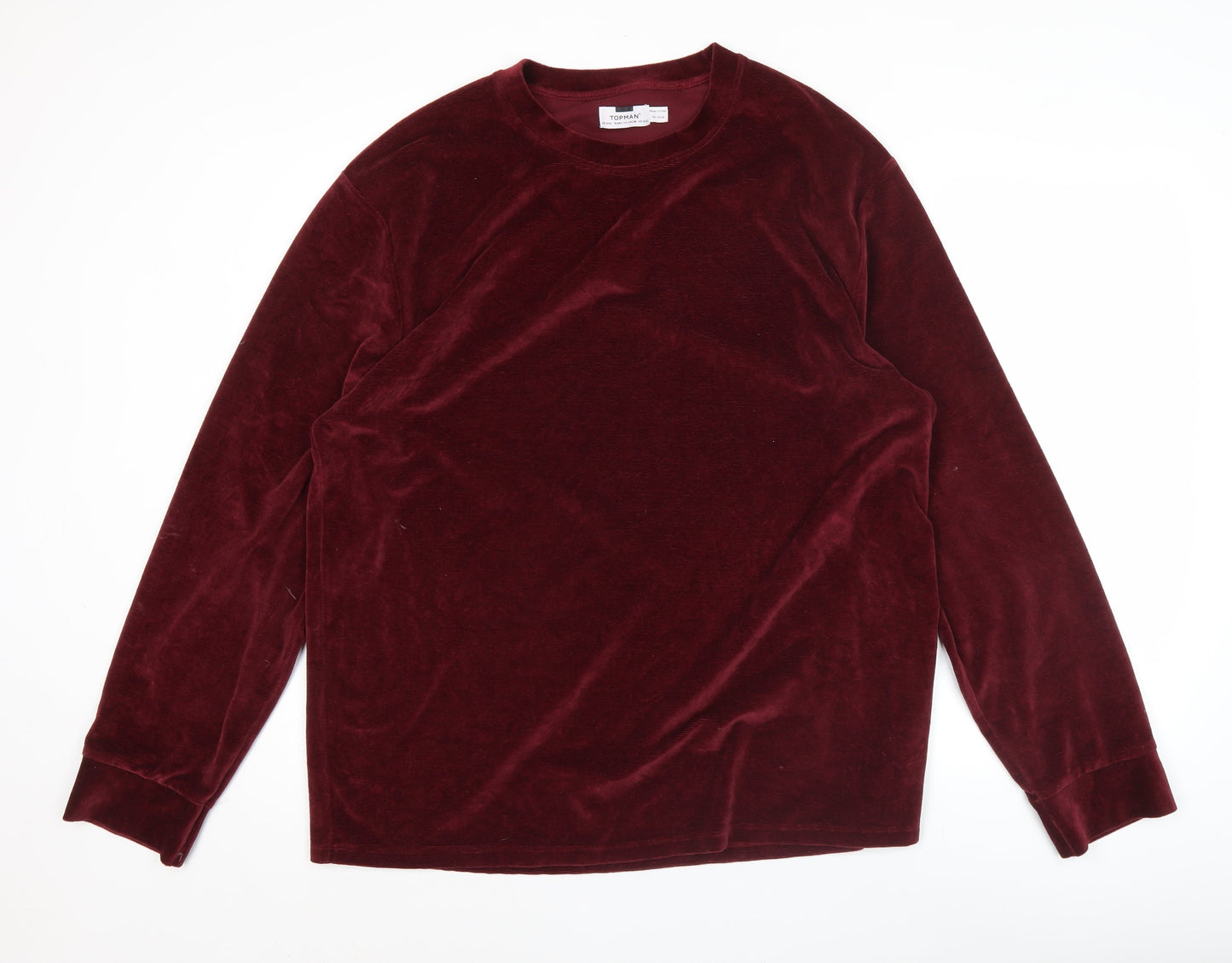 Topman Men’s Red Velvet Pullover Sweatshirt Size 2XL
