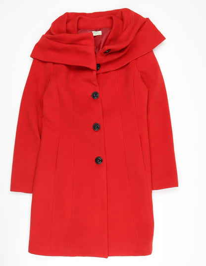 Gallery Women’s Red Long Overcoat UK 12 Polyester Blend