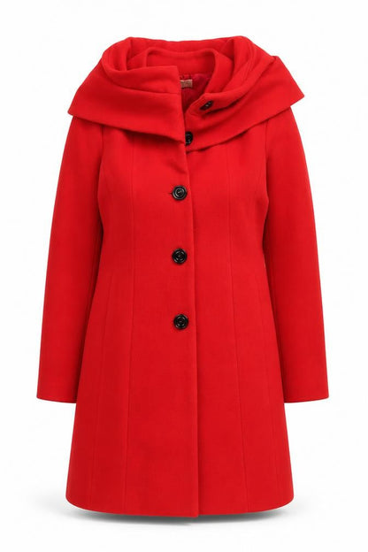 Front view of Gallery Women’s Red Long Overcoat UK 12 Polyester Blend