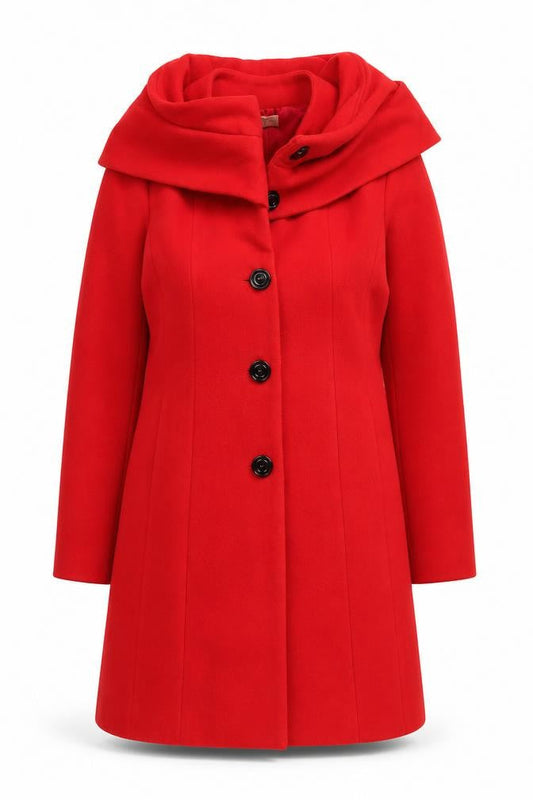 Gallery Women’s Red Long Overcoat UK 12 Polyester Blend