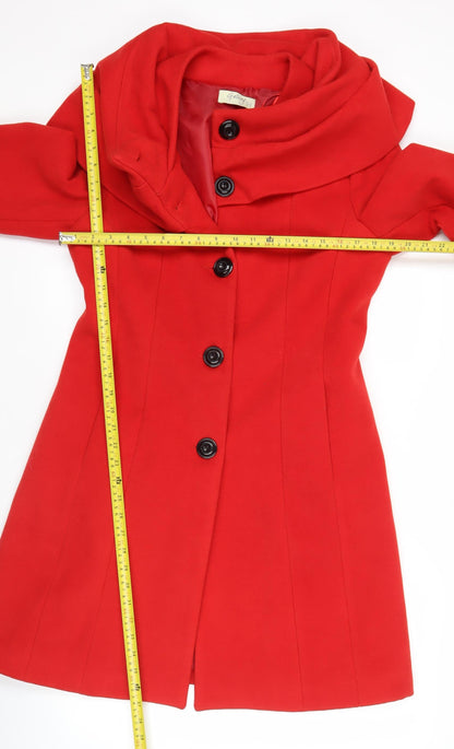 Gallery Women’s Red Long Overcoat UK 12 Polyester Blend