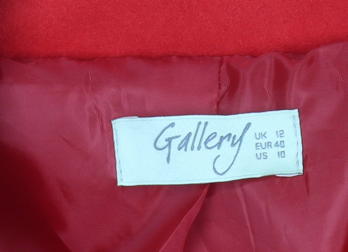 Gallery Women’s Red Long Overcoat UK 12 Polyester Blend
