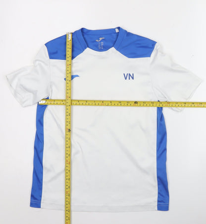Joma Boys White Blue Sports T-Shirt 12 Years Badminton Academy Activewear