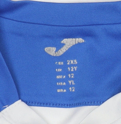 Joma Boys White Blue Sports T-Shirt 12 Years Badminton Academy Activewear