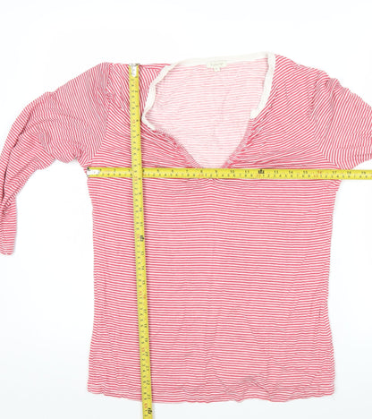 b.young Womens Pink Striped V-Neck XL 3/4 Sleeve Top