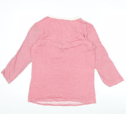 b.young Womens Pink Striped V-Neck XL 3/4 Sleeve Top