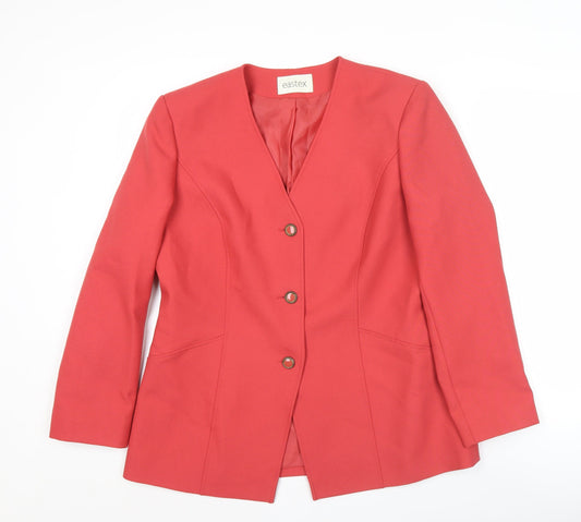 Eastex Womens Red Blazer Size 14 Business Casual Jacket
