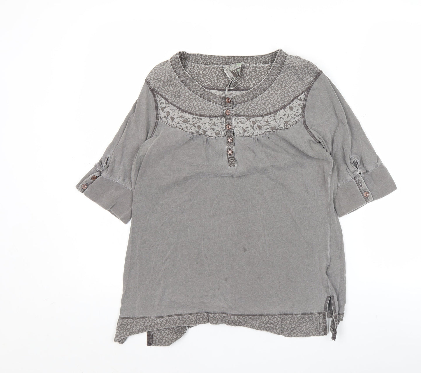 Next Women’s Grey Cotton Tunic Blouse Size 12 3/4 Sleeve