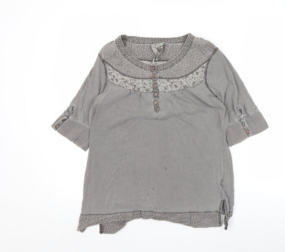 Next Women’s Grey Cotton Tunic Blouse Size 12 3/4 Sleeve