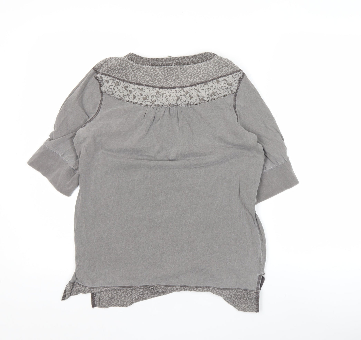 Next Women’s Grey Cotton Tunic Blouse Size 12 3/4 Sleeve