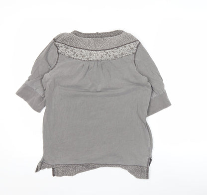 Next Women’s Grey Cotton Tunic Blouse Size 12 3/4 Sleeve