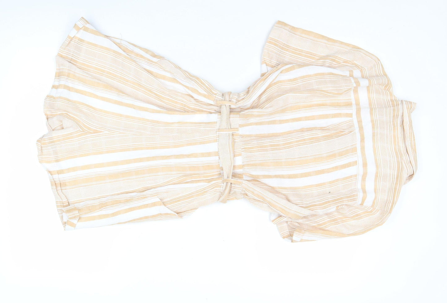 Dizzy Lizzy Women’s Beige Striped Cotton Playsuit Size M
