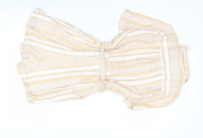 Dizzy Lizzy Women’s Beige Striped Cotton Playsuit Size M