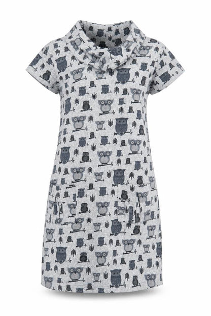 Stella Women’s Grey Owl Print Casual T-Shirt Dress Size 10