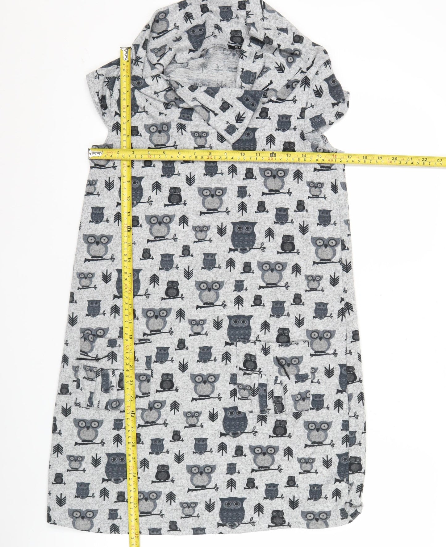 Stella Women’s Grey Owl Print Casual T-Shirt Dress Size 10