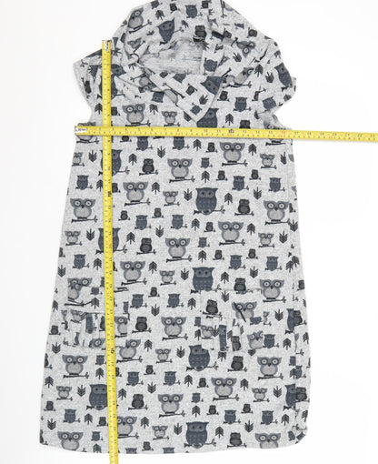 Stella Women’s Grey Owl Print Casual T-Shirt Dress Size 10