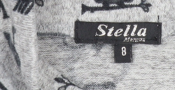Stella Women’s Grey Owl Print Casual T-Shirt Dress Size 10