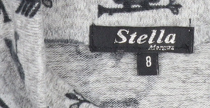 Stella Women’s Grey Owl Print Casual T-Shirt Dress Size 10