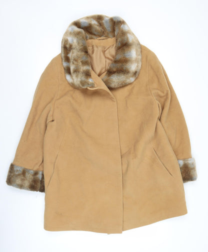 Creation Julex G.S Women’s Beige Wool Mid-Length Coat S Fur Trim