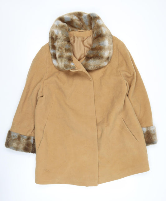 Creation Julex G.S Women’s Beige Wool Mid-Length Coat S Fur Trim