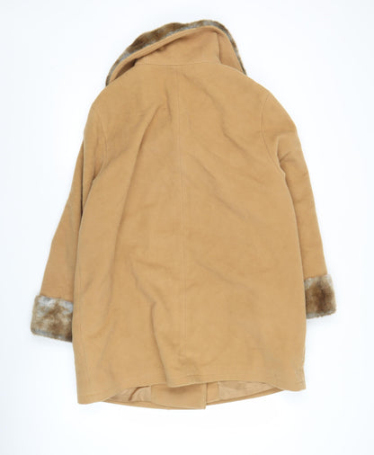 Creation Julex G.S Women’s Beige Wool Mid-Length Coat S Fur Trim