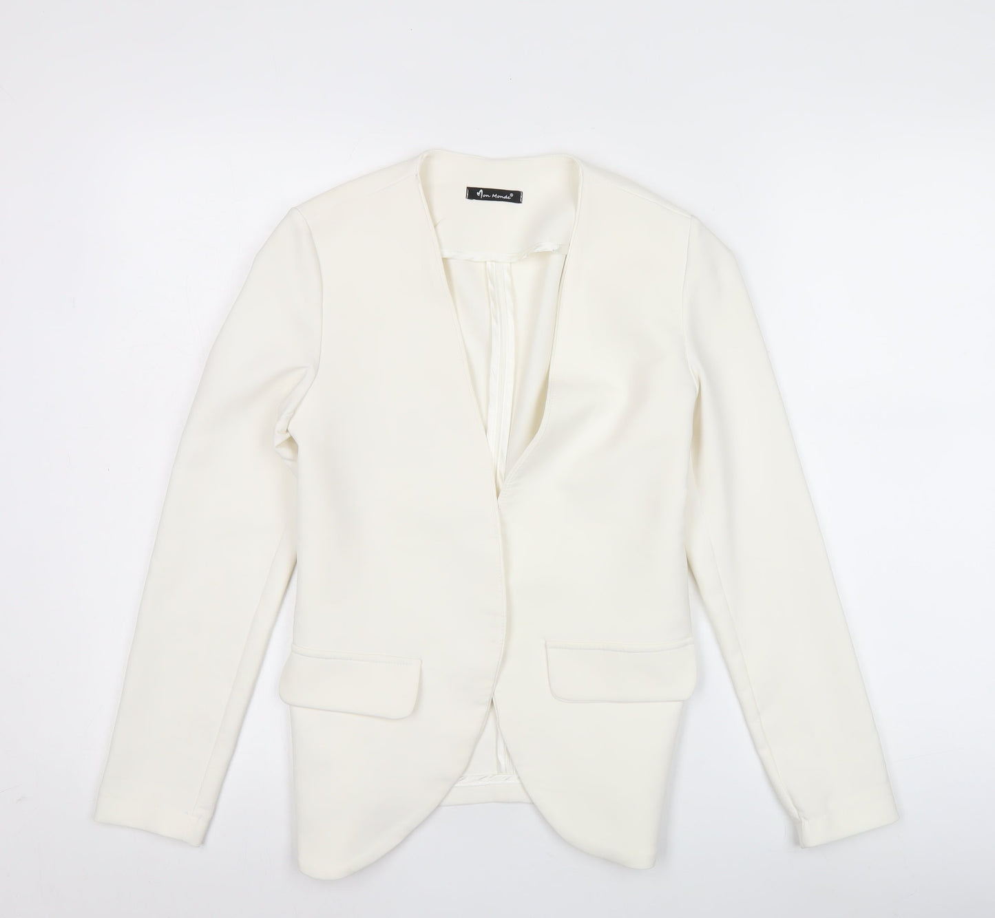 Mon Monde Womens Ivory XS Blazer Jacket Slim Fit Shawl Collar