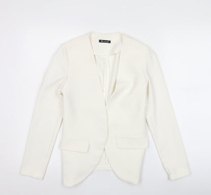Mon Monde Womens Ivory XS Blazer Jacket Slim Fit Shawl Collar