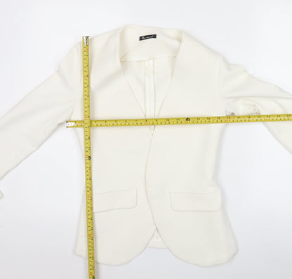 Mon Monde Womens Ivory XS Blazer Jacket Slim Fit Shawl Collar