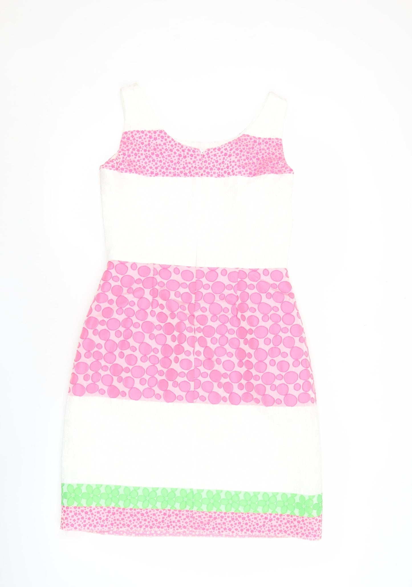 Laura Bernal Women’s Pink White Green Sheath Dress Size 10 Sleeveless